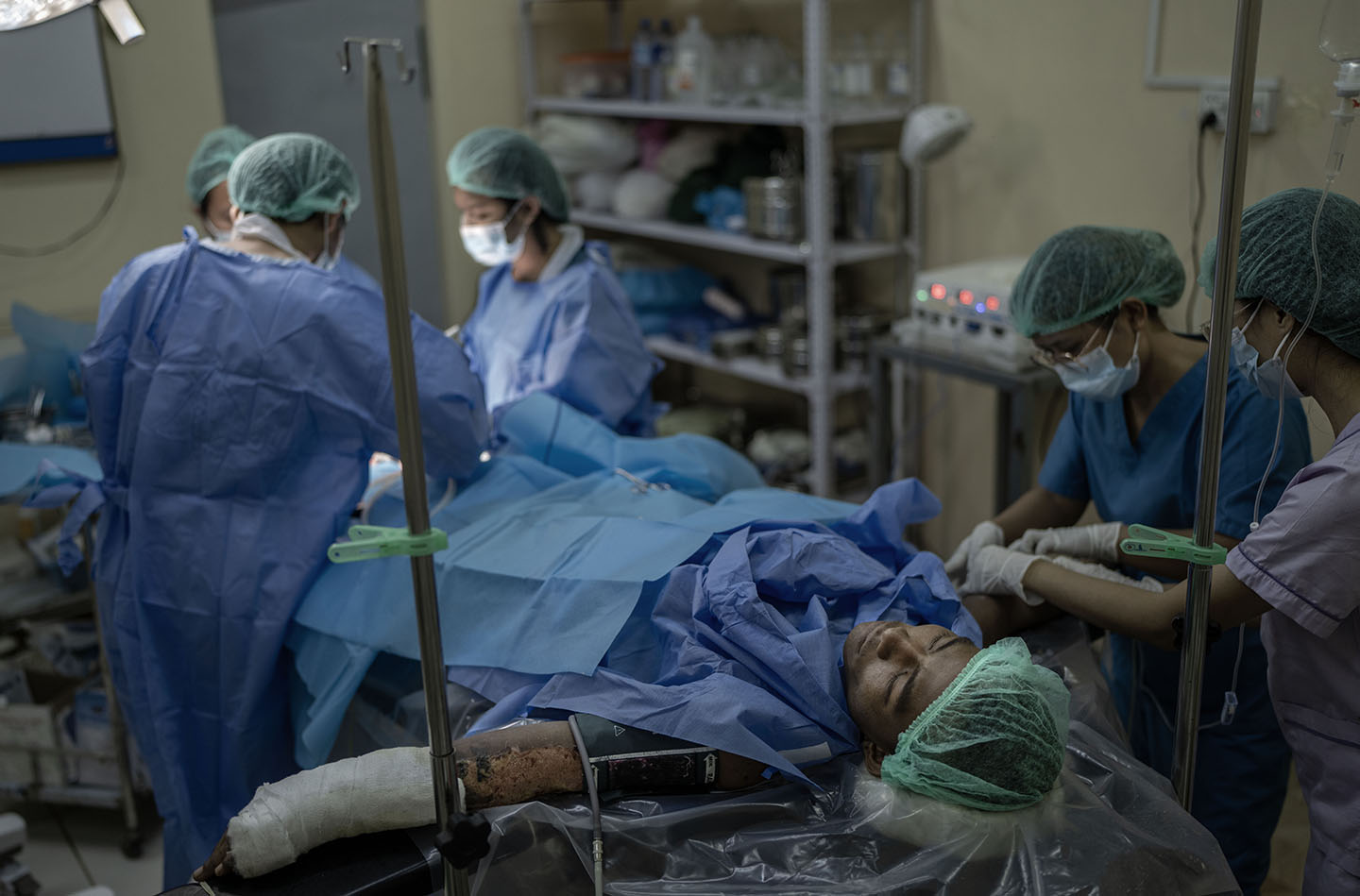 Man lays on surgery table